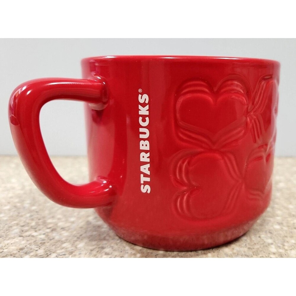 NEW Starbucks Mug Limited Edition Red Hearts Valentines Ceramic Coffee 12oz Cup